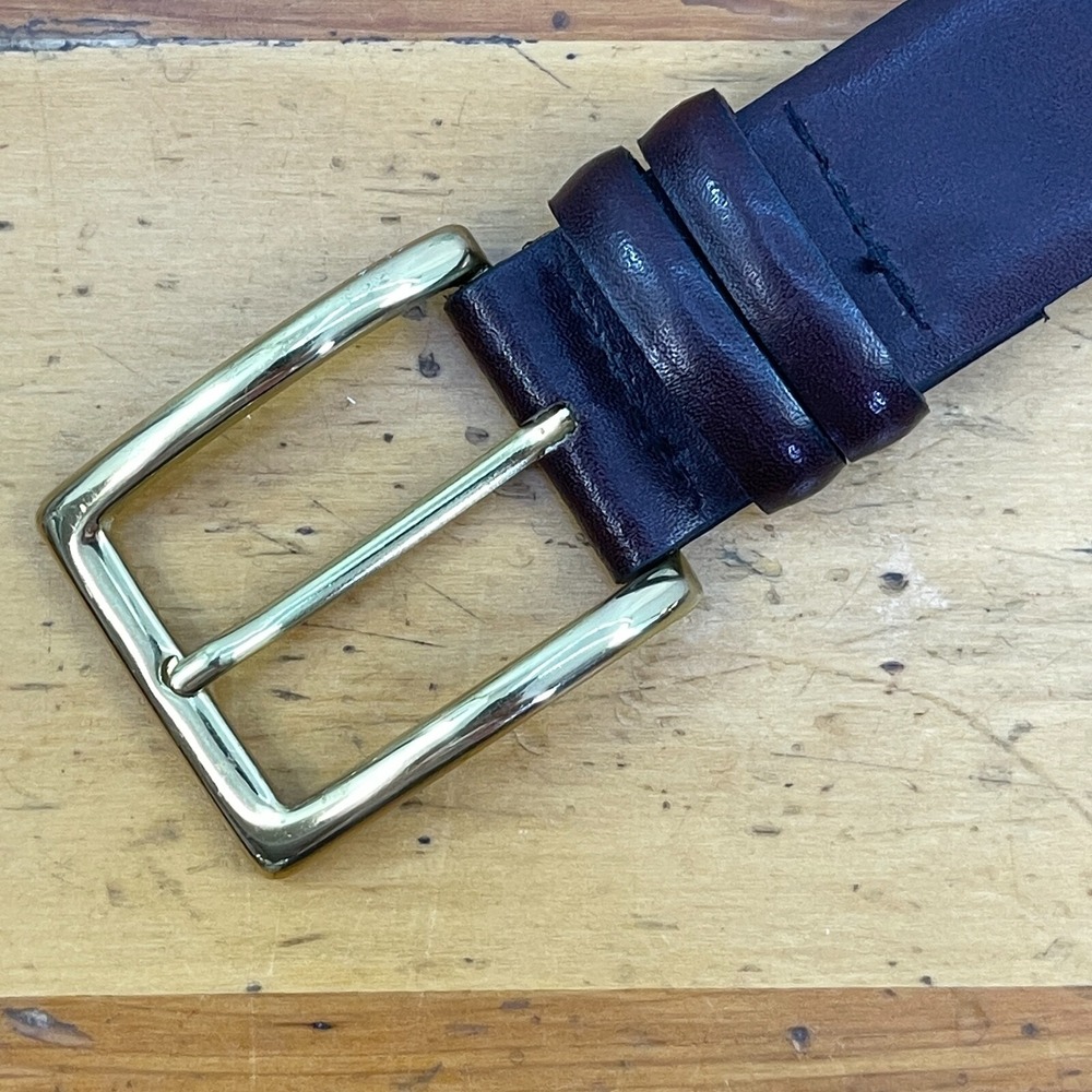 Unbranded‎ Mens Belt Brown Bonded Leather with Brass Buckle Sz 34 Solid USA-Made